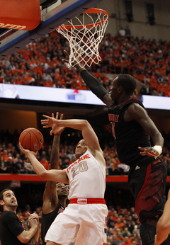 Brandon Triche struggles beneath the rim. The Orange scored 18 points in the paint Saturday afternoon.