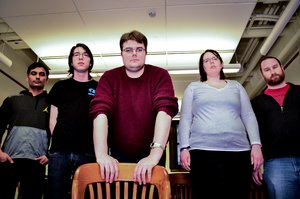 (From left) Rajesh Kumar, Sam Leitermann, Patrick Neary, Maria Carson and Daniel Cheifer are all members of the Graduate Student Association, which has taken issue with the administration’s transparency.