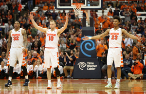 Trevor Cooney waves his arms against Florida State on Thursday. 