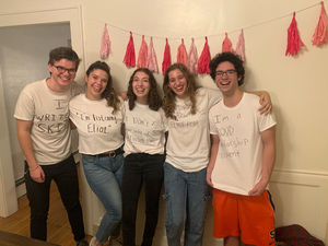 (From left) Eliot Fish, Mackenzie Sammeth, Sarah Goldberg, Jeanette Orlando and Thomas Kitchell are all members of Live from Studio B, a late night comedy show on Orange Television Network. The organization has a Slack group chat titled “Game Night,” where members coordinate frequent gaming sessions, which includes Among Us.