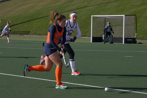 Carly Bothof (pictured against Louisville) scored in the fourth quarter to make it 3-2, before Haley Bitters' goal in the final minute forced overtime.