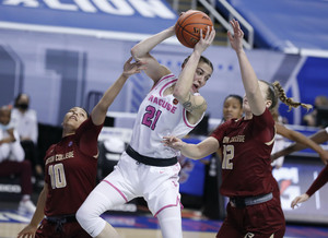 Emily Engstler scored 21 points in a semifinals loss to Louisville.