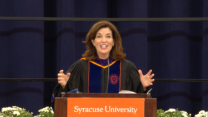 Hochul, who graduated from SU in 1980, said her time at SU had a “profound influence” on both her rise to the position of governor and the person she became on that journey.