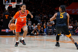 Syracuse’s guards struggled without leading scorer J.J. Starling in its 26-point loss to Tennessee. Jaquan Carlos (pictured) played 37 minutes in the defeat.