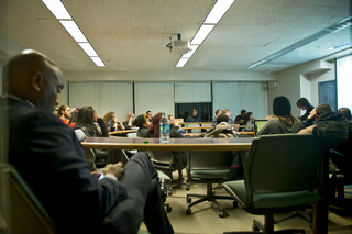 A group of about 20 students met with senior administrators around 5:15 p.m. on Monday after protesters from the Diversity and Transparency Rally staged a sit-in in the lobby of Crouse-Hinds Hall. 