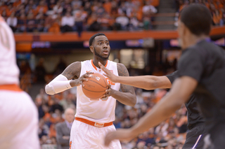 Forward Rakeem Christmas holds the ball in the high post against Holy Cross. He scored a career-high 25 points against the Crusaders.