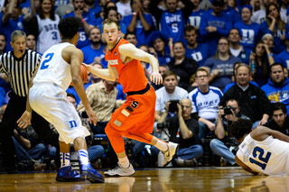 Cooney looks for an opening past Duke's defense. 