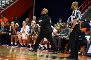 Head coach Quentin Hillsman yells.