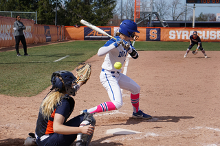 Gianna Carideo receives a pitch. 