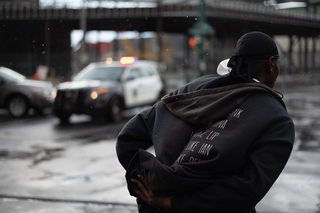 The police presence was mild early in the day. Squad cars blocked off certain streets from protesters.